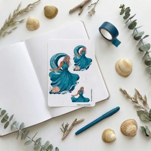 Yemoja – Black Girl Goddess Sticker Sheet | Black Girl Watercolour Stickers for Planners