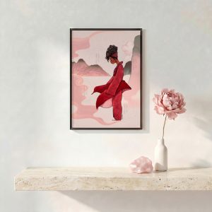 Reflect Release Rise | Black Woman Watercolour Art Print | Afrocentric Wall Art | Black Girl Art