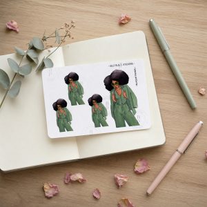 Self Built | Black Woman Illustrated Sticker Sheet | Black Girl Planner Stickers | Empowerment Stickers