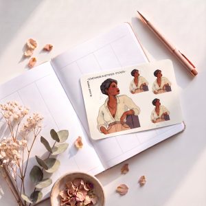 Somewhere In Between | Black Girl Illustrated Sticker Sheet | Black Girl Planner Stickers