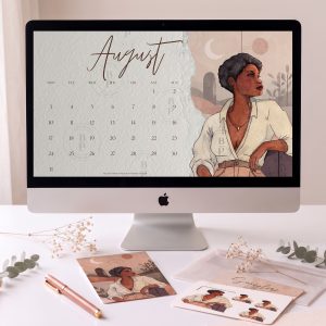 Amethyst – Monthly Desktop Wallpaper & Printable Calendar | Black Woman Watercolour Art Subscription